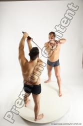 Underwear Fighting with sword Man - Man White Muscular Short Brown Multi angles poses Academic